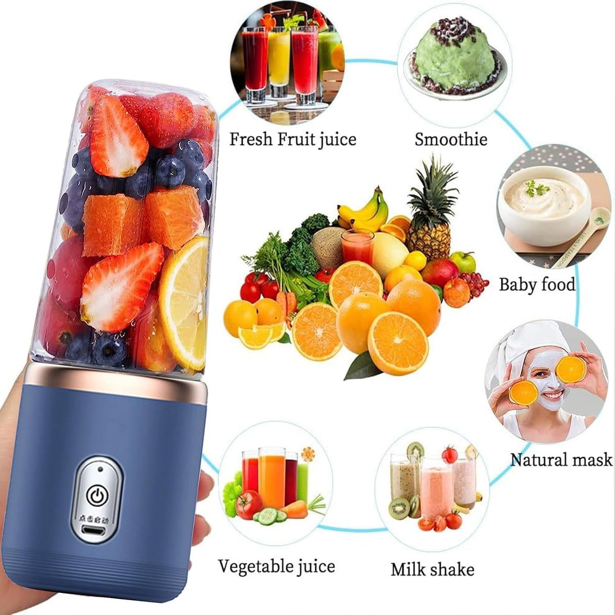 Portable Blender, Personal Blender USB Rchargeable