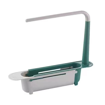 Adjustable Telescopic Sink Organizer with Cloth Hanging Rod