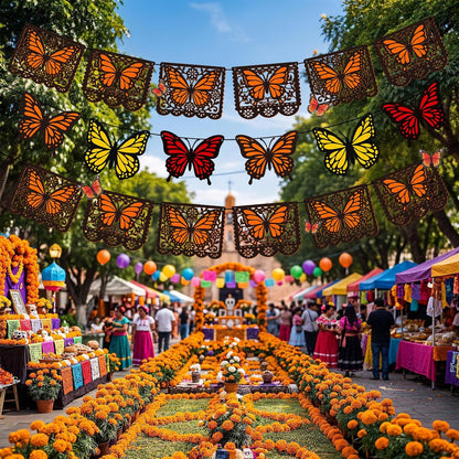 2PCS Monarch Butterfly Day of the Dead Banner