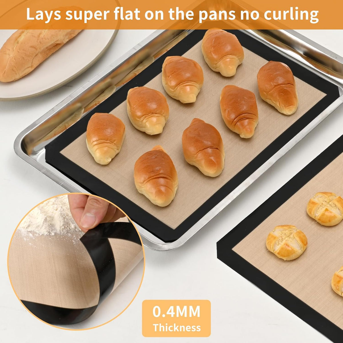 Non-stick, reusable oven baking mat