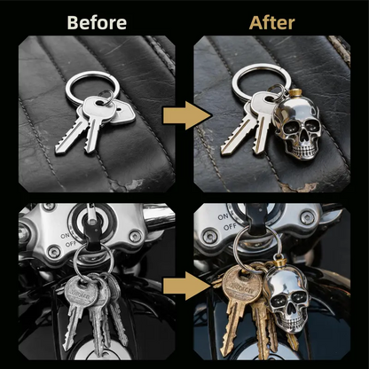 2PCS 3D Skull Heavy-Duty Metal Biker Keychain