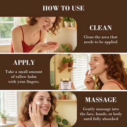 Whipped Tallow Honey Skin Balm, Organic Grass-Fed Tallow Moisturizing Cream for Face & Body