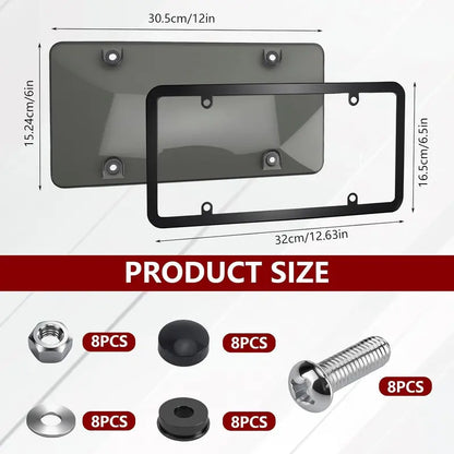 2 Pcs Clear Automotive License Plate Cover and Frame with Screws