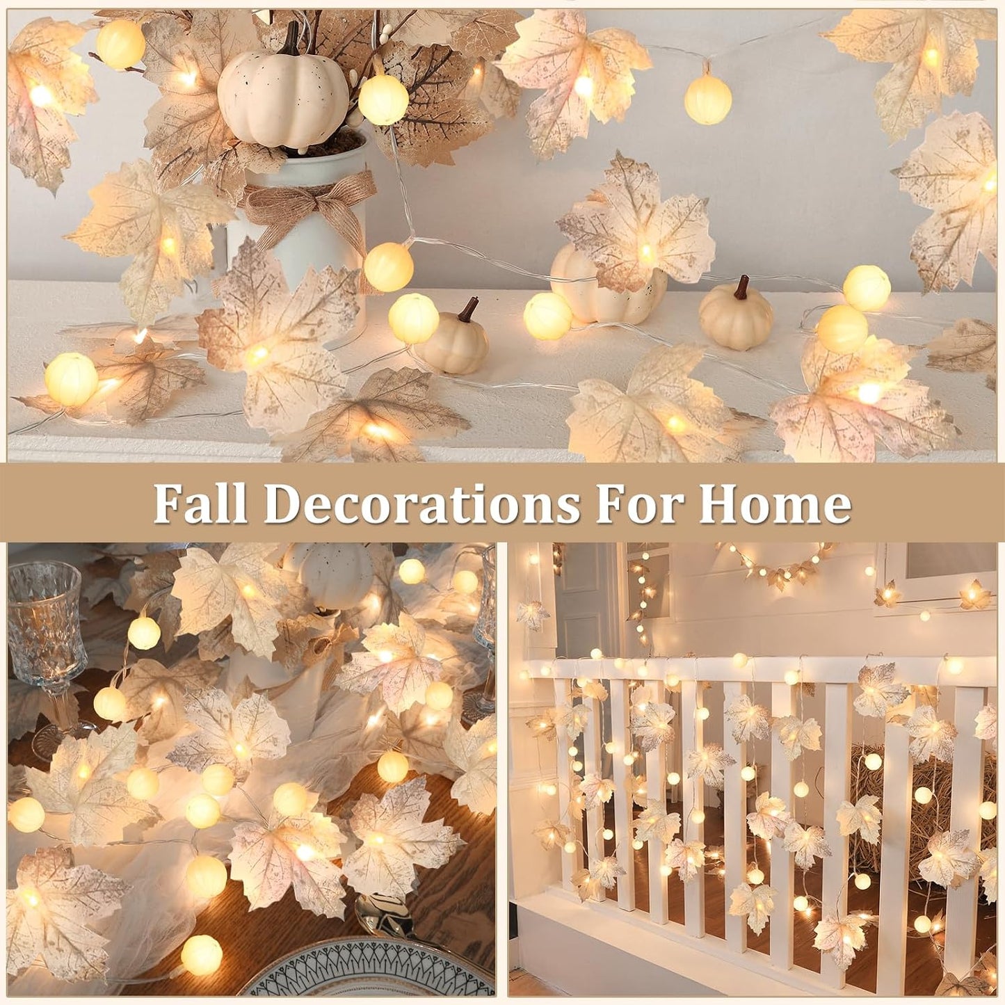 Pumpkin and Maple Leaf Shaped Autumn Decorative String Lights