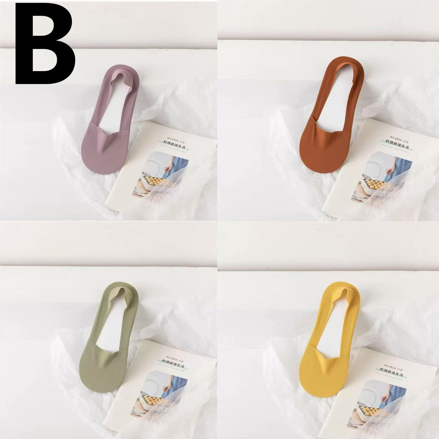 4 Pairs No Show Socks for Women Non-slip Low Cut Liner Socks Invisible Ice Silk Socks
