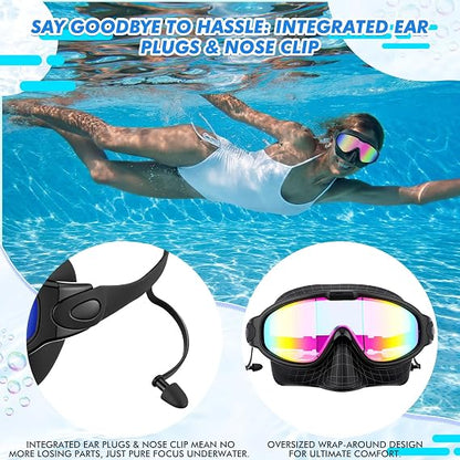 Adult Wide-Angle Anti-Fog UV-Protection Goggles (Earplugs Included)