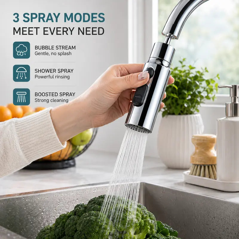 Silver 360° Rotating Kitchen Faucet Sprayer Head