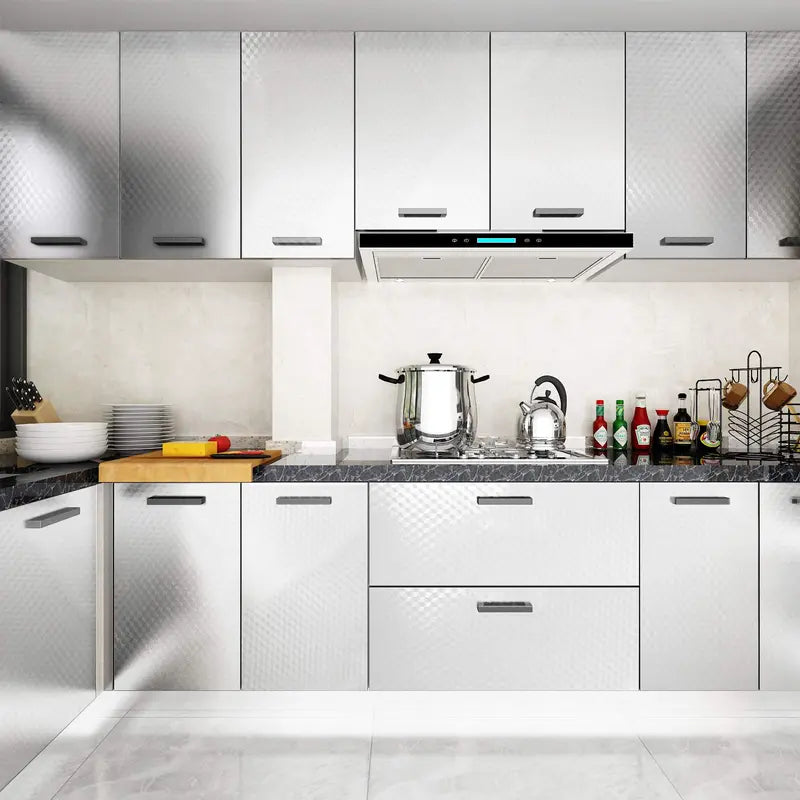 Oil-Proof Aluminum Foil Peel and Stick Wallpaper – Easy Clean Kitchen Protector
