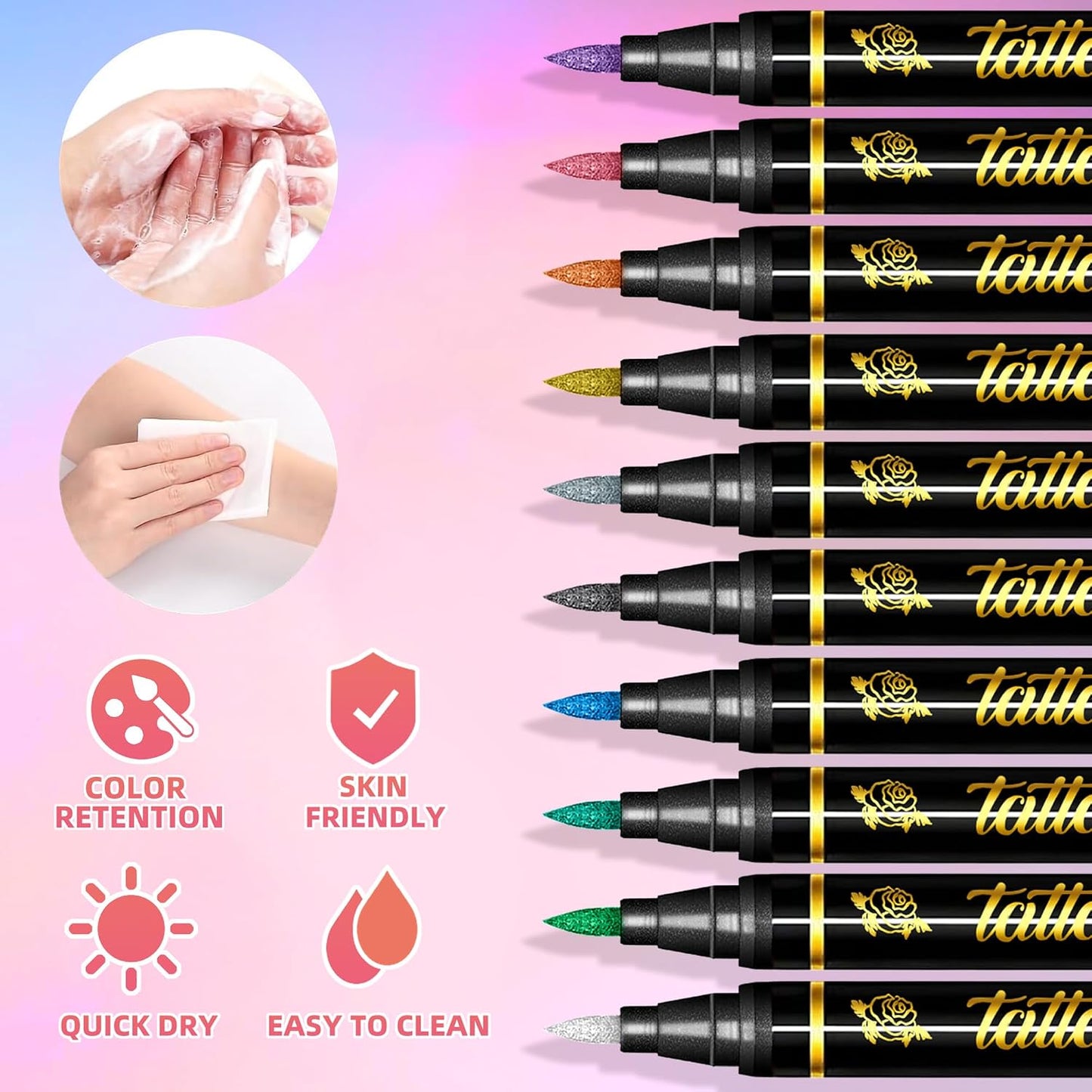 10PCS Temporary Tattoo Markers for Skin Set