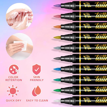 10PCS Temporary Tattoo Markers for Skin Set