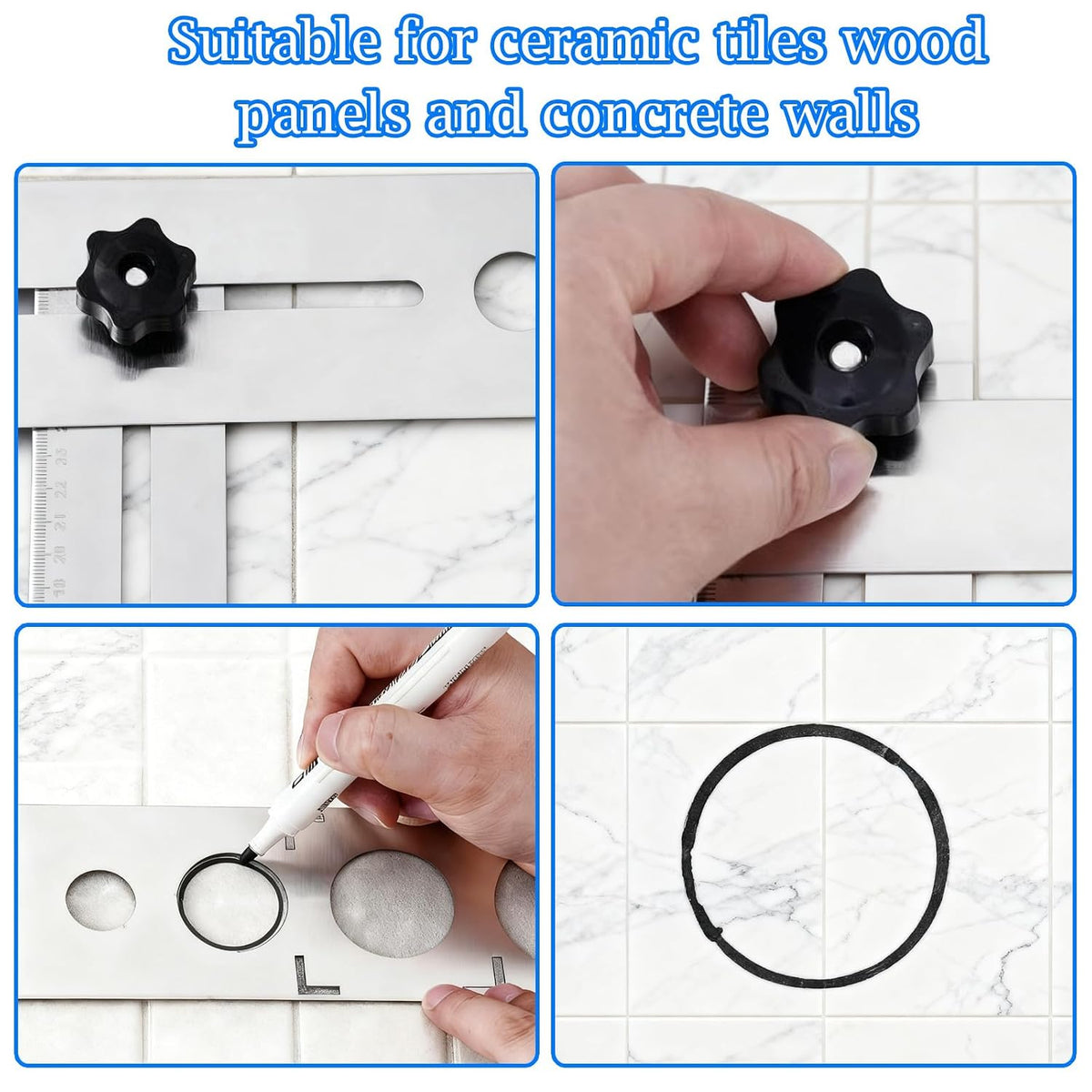 Stainless Steel Tile Drill Guide, Positioning Ruler for Ceramic