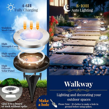 4Pcs Outdoor Waterproof Mini Solar Ground Lights - Landscape Lighting for Yard Driveway Walkway