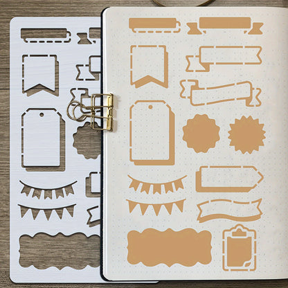 15-Pcs Journaling Stencil Set (4 x 7 inches) — Templates for Bullet Journals, Notebooks, Diaries, and Scrapbooks