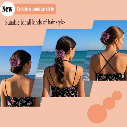 3 Pcs Vintage Crystal Rhinestone Flower Butterfly Hair Clip – Elegant Barrette for Women