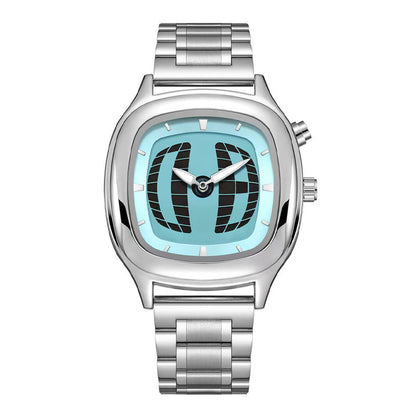 Mens Retro Square Stainless Steel Wristwatch