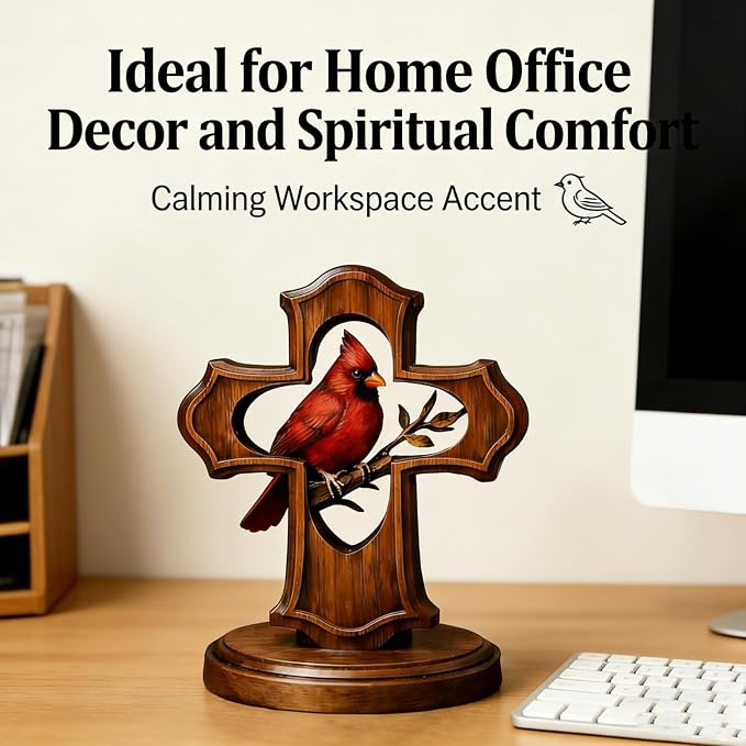 Handcrafted Cardinal Cross Ornament
