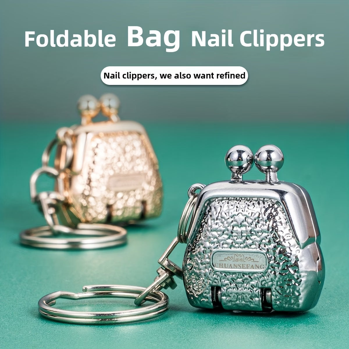 2Pcs Mini Bag-Shaped Folding Nail Clippers