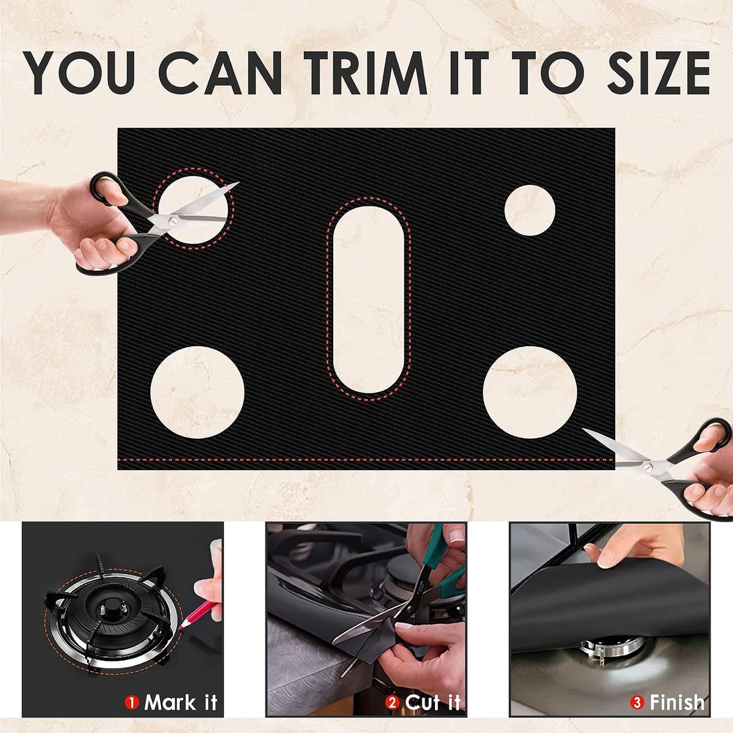 Non-Stick Gas Stove Burner Covers, Reusable Stovetop Protector Liners