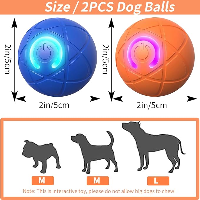 2PCS Dog interactive ball toy,Suitable for small/medium/large dogs