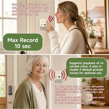 Door Exit Reminder with Key Holder, Recordable Voice Reminder