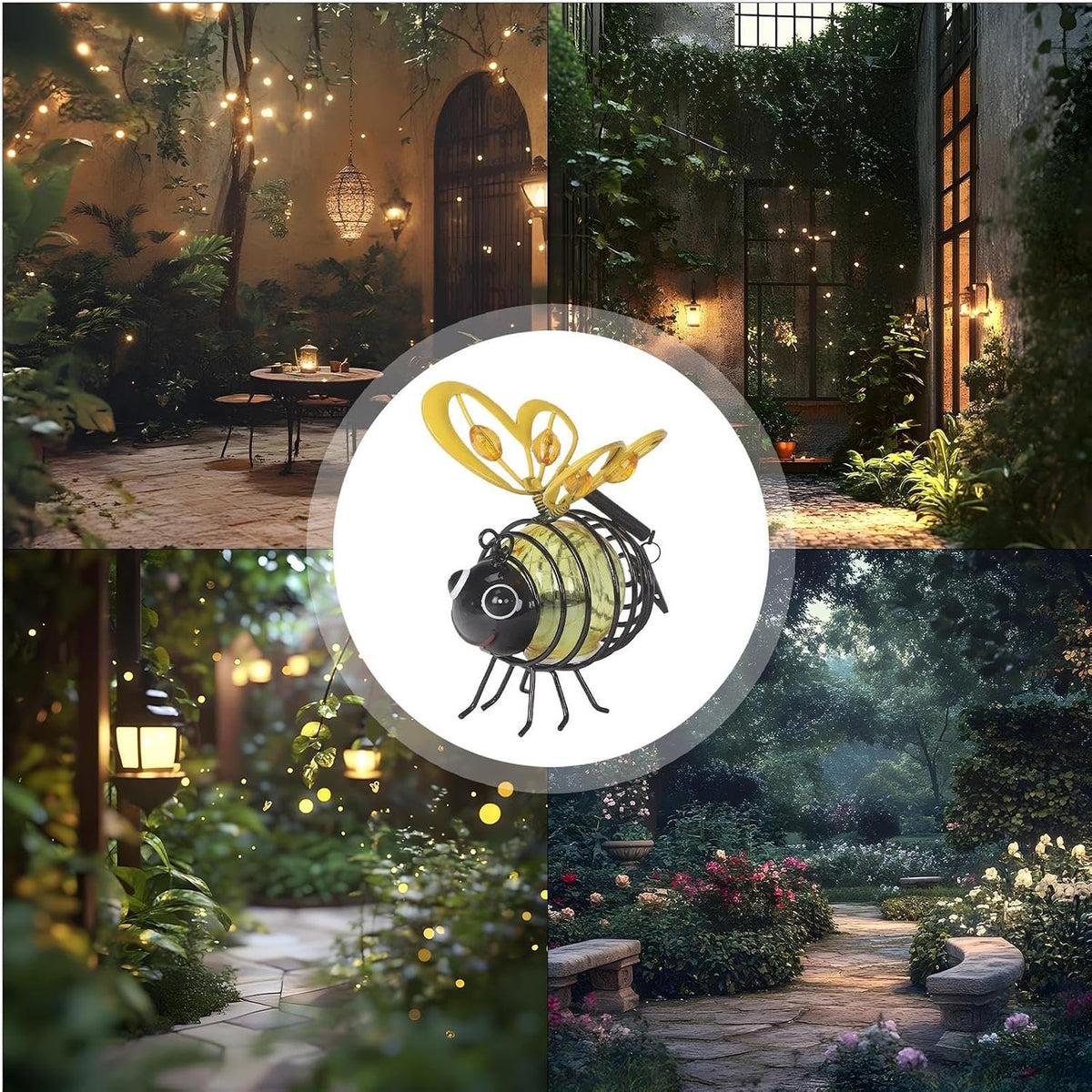 Hanging Solar Bee Light – Warm Amber Glow, Flicker-Free