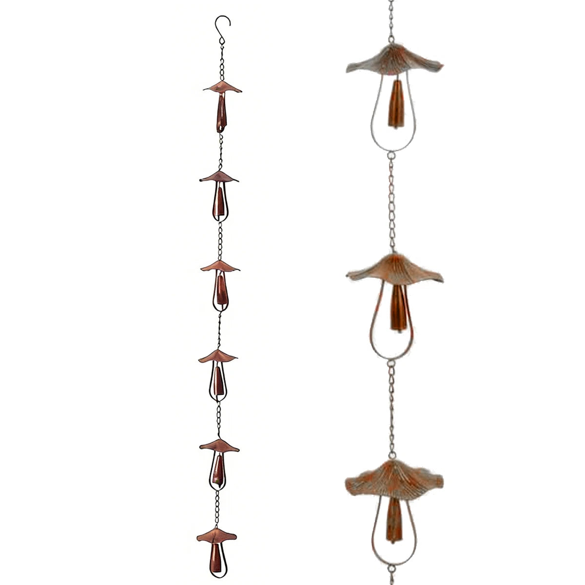 Mushroom Rain Chain 4.3FT Hanging Rain Catch Downspout for Garden Drainage Eaves