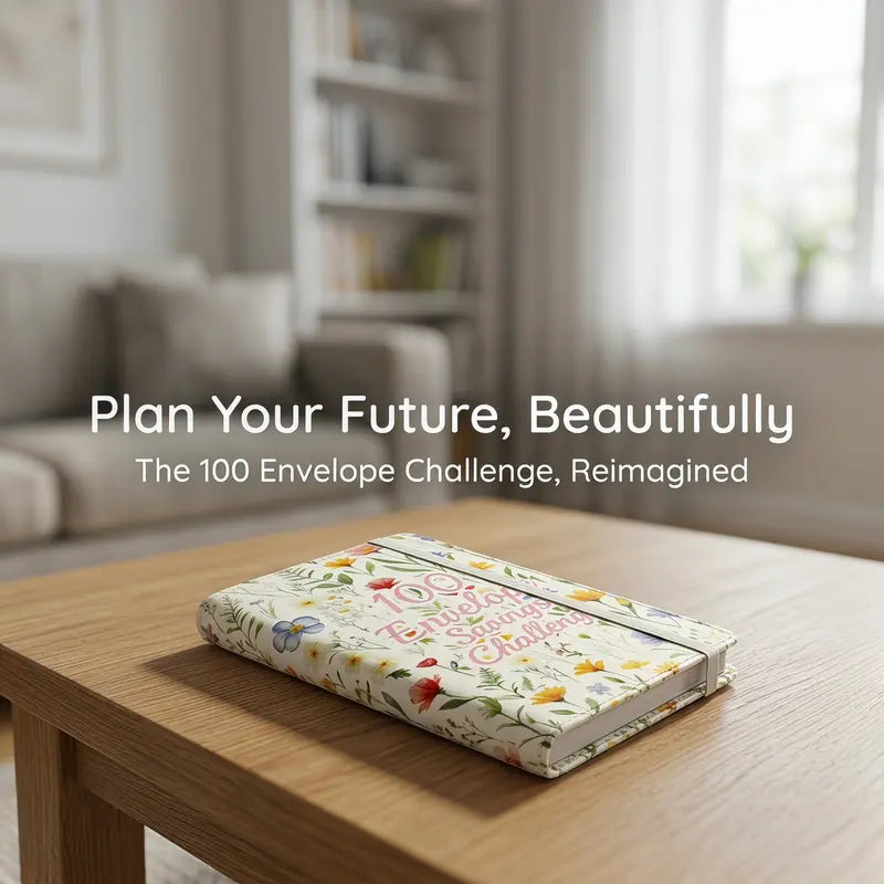Portable 100-Day Savings Challenge Envelope Book with Premium Durable Cover