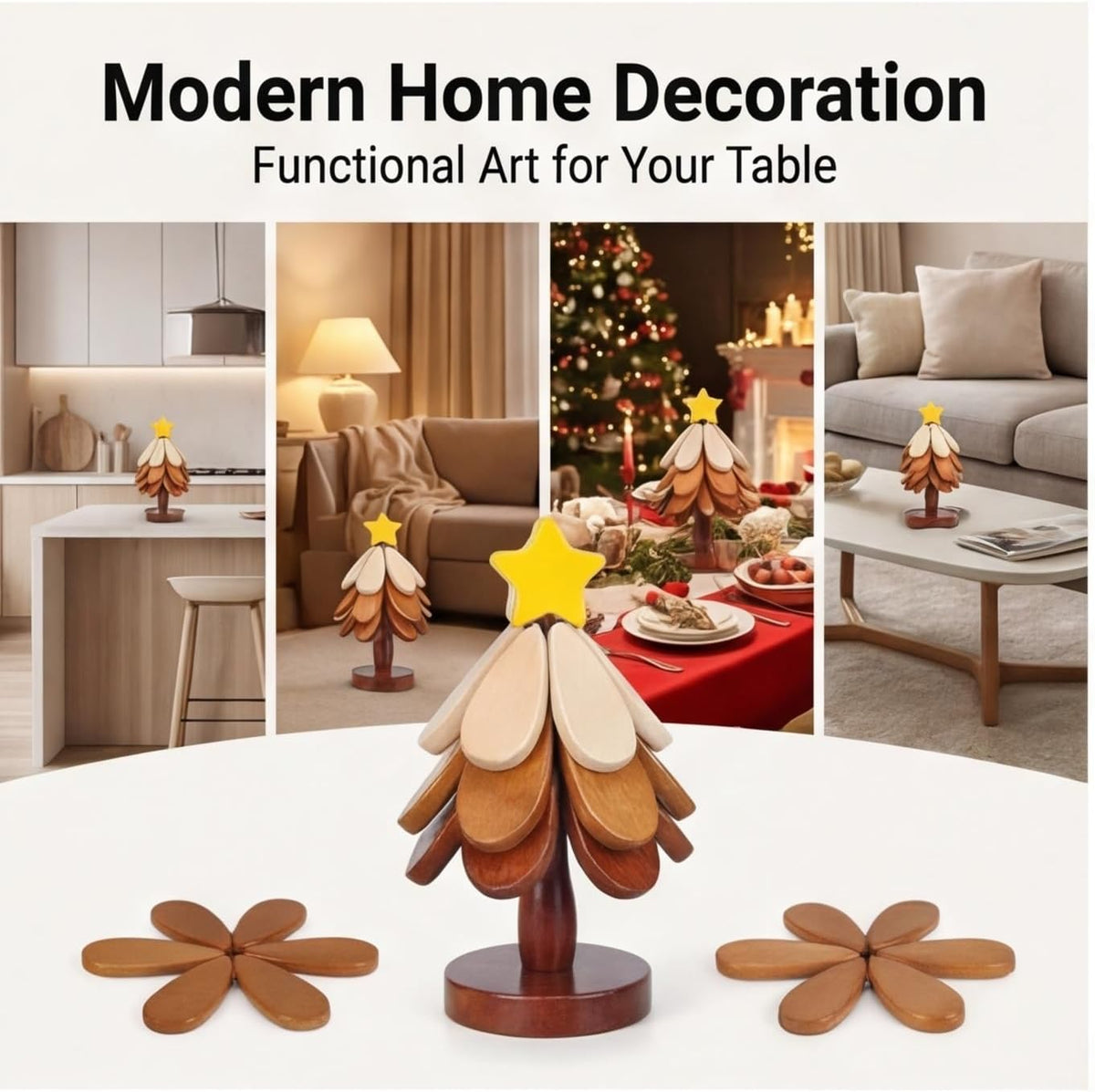 Wooden Christmas Tree Heat-Resistant Trivet