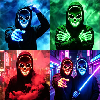 Halloween LED Spooky Skeleton Hacker Mask Set
