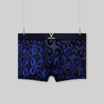 Breathable mesh boxer briefs, soft and stretchy jacquard fabric