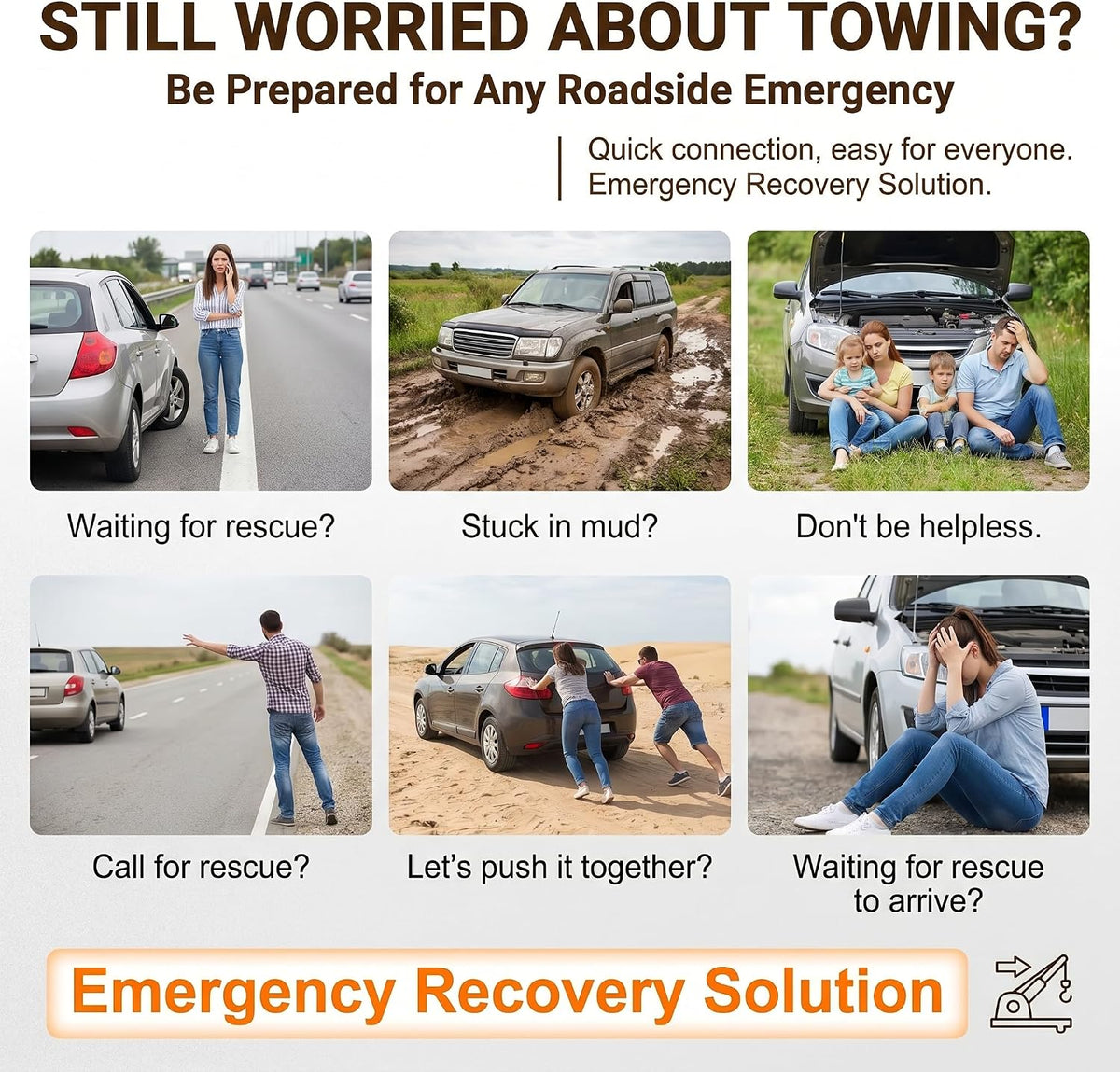 5-Ton Double-Layer Thick Off-Road Towing Recovery Strap
