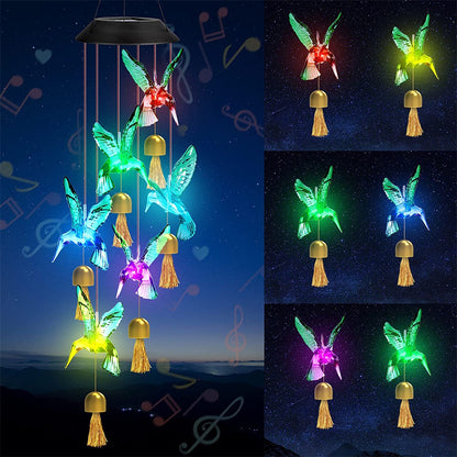 Hummingbird Solar Wind Chime Decorative Light