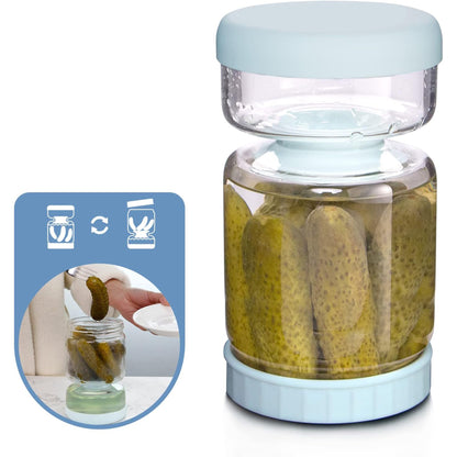 Pickle Jar with Strainer Flip,34oz Pickle Container