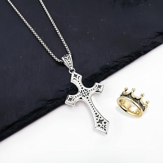 Men's Crown Cross Necklace