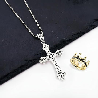 Men's Crown Cross Necklace