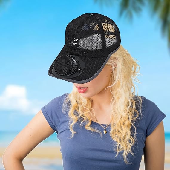 Men Women Solar Powered Fan Hat Cooling Baseball