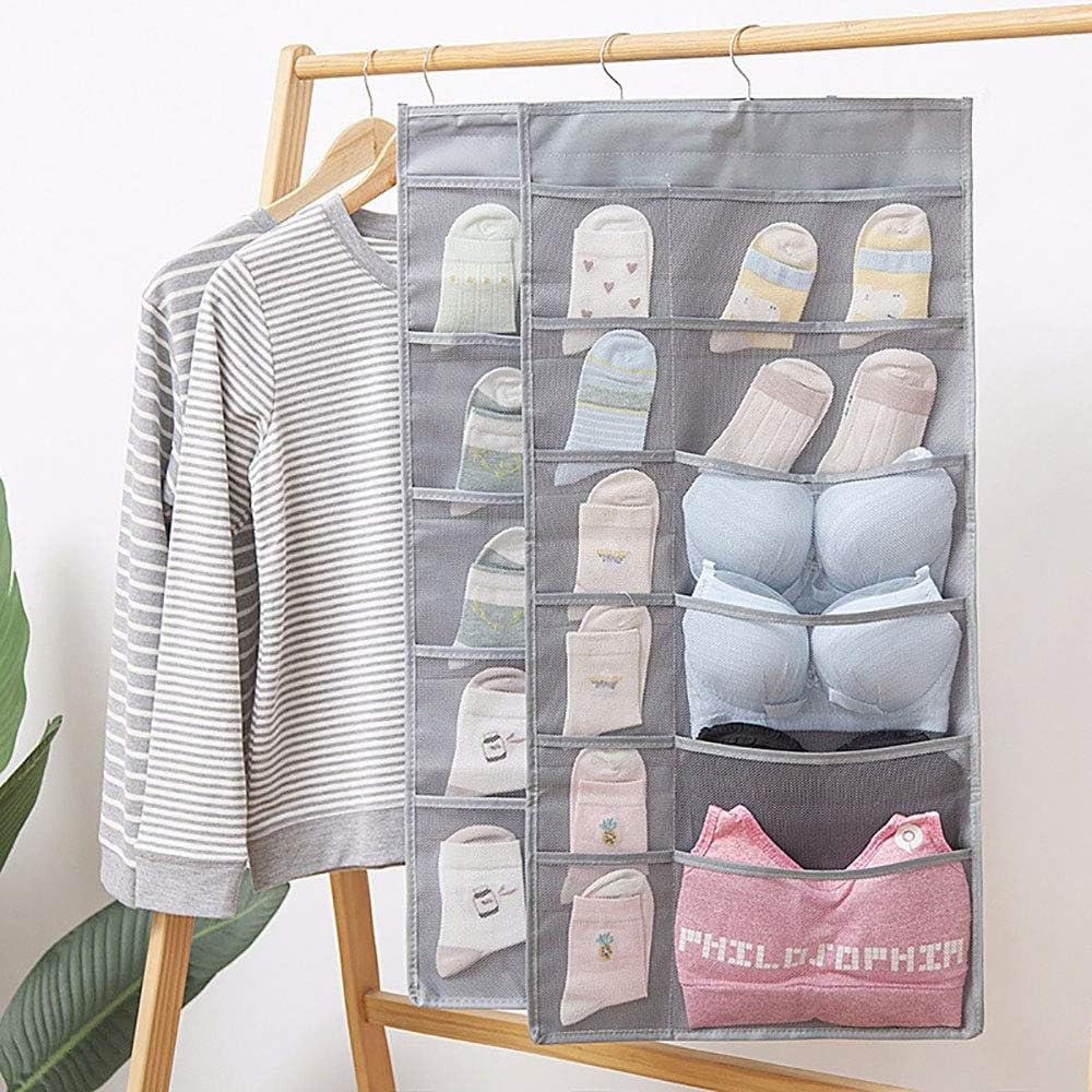 Closet Hanging Organizer with Mesh Pockets & Rotating Metal Hanger