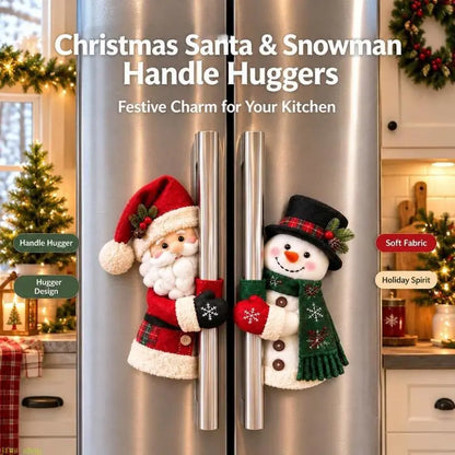 Christmas Handle Covers, Plush Santa & Snowman Handle Huggers for Refrigerator