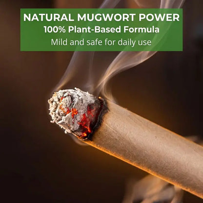 Pack of 10 organic mugwort and gastrodia aroma sticks; includes a wooden base