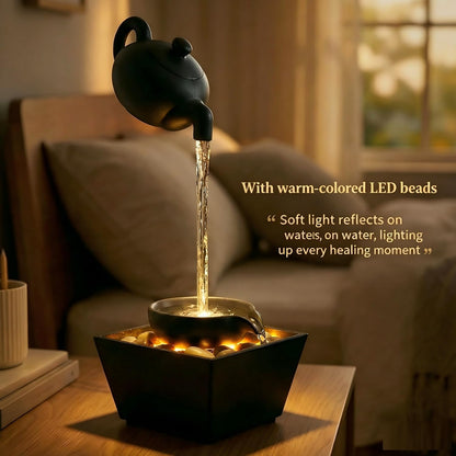 Floating Teapot Water Fountain with LED Lights