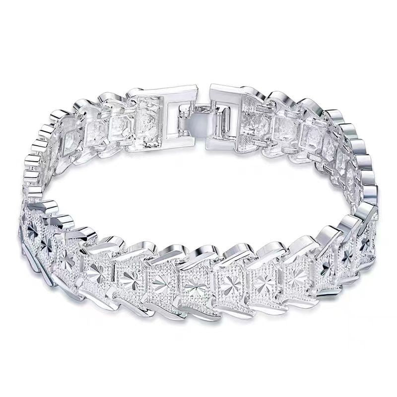 Pattern Flower Wide Wristband Bracelet