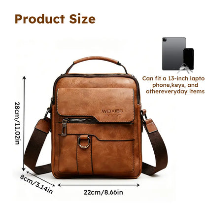 Small Leather Messenger Shoulder Crossbody Bag  Travel Office Business