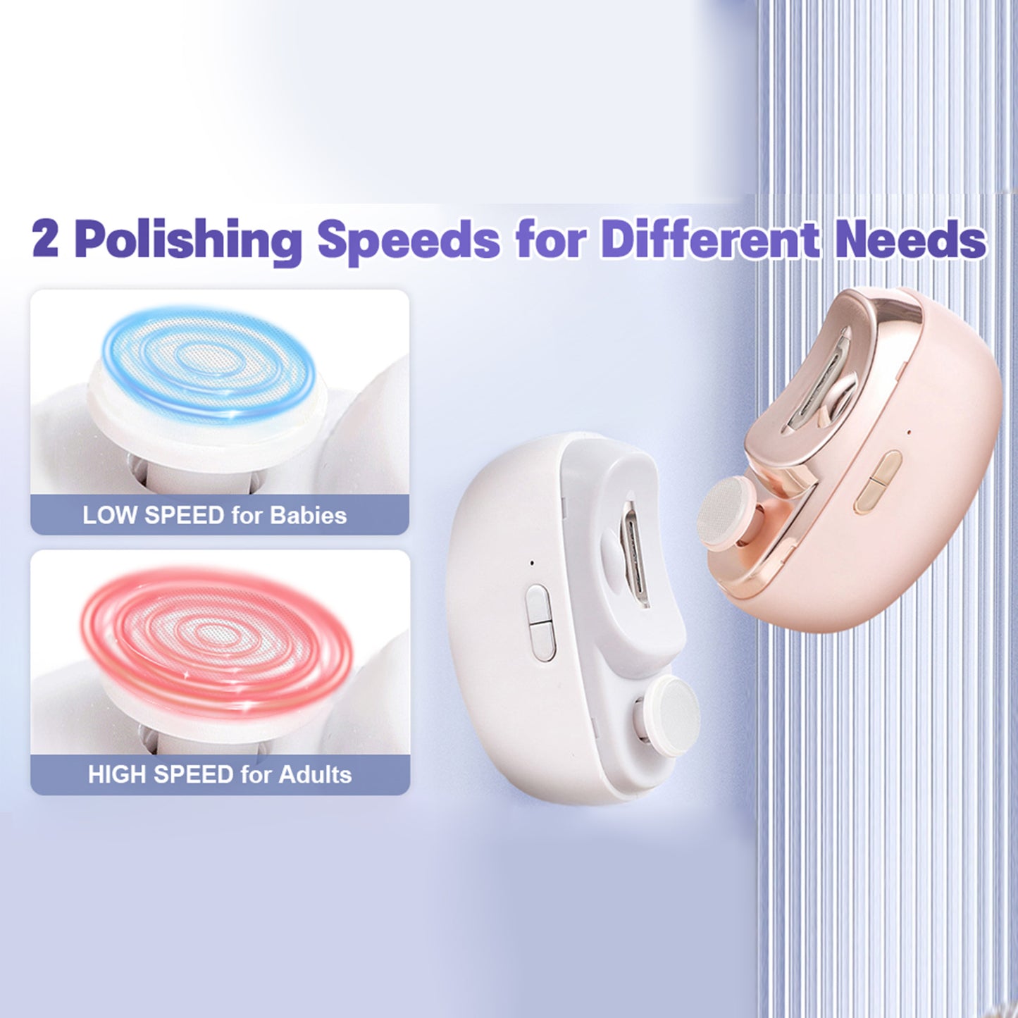 3-in-1 Automatic Electric Nail Clipper & Polisher with Light, 2-Speed
