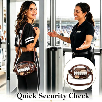 Clear Football-Shaped Crossbody Bag – Stylish Transparent Shoulder Purse