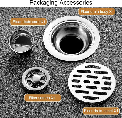Multi - Purpose Shower Drain, Grate Cover, for Kitchen Balcony Bathroom and Washroom