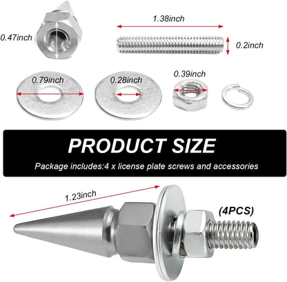 4 PCS Spikes License Plate Screws for Car