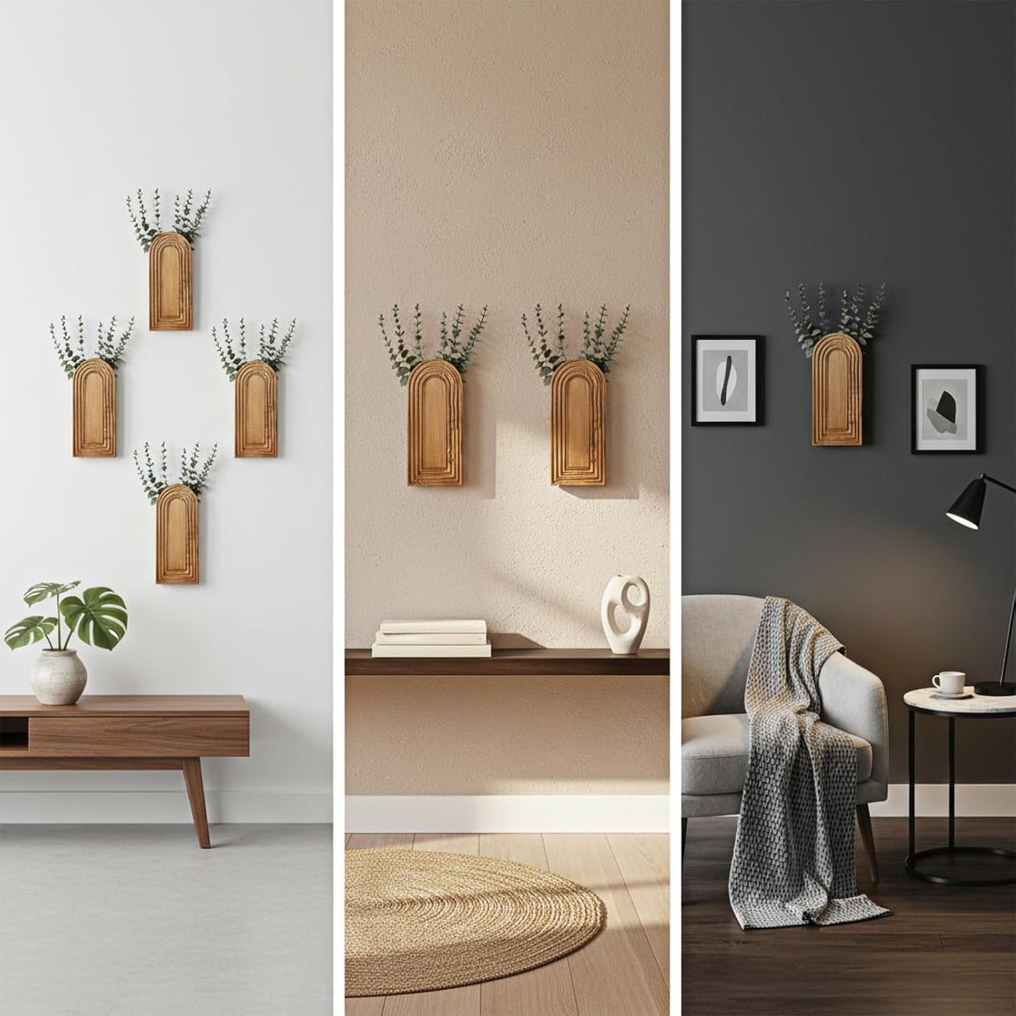 Wooden Wall Shelf for Dried Flowers and Greenery