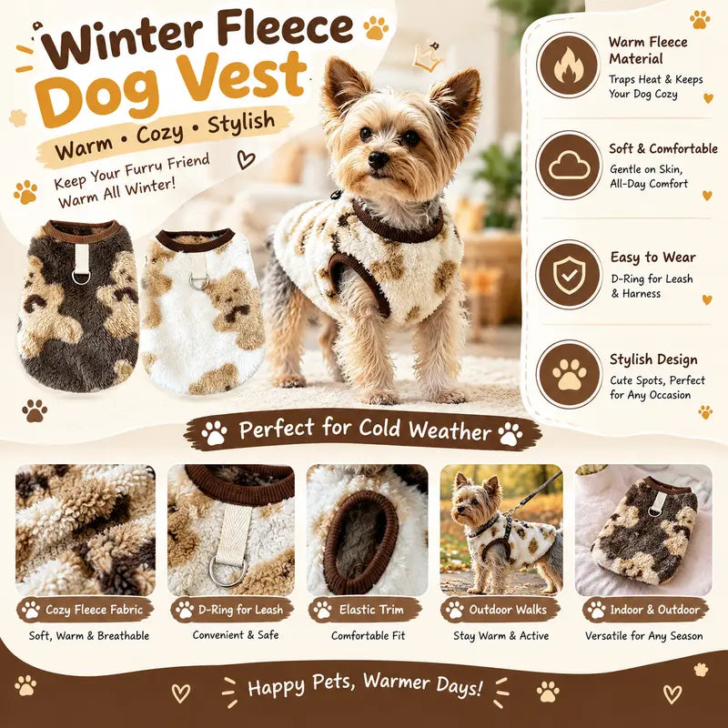 Winter Fleece Pet Vest for Cats & Small Dogs