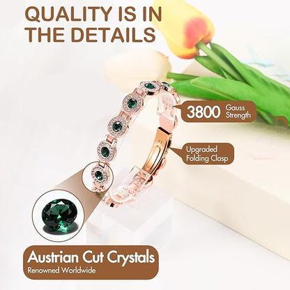 Magnetic Bracelet for Women 4X Ultra Strength Magnetic Bracelet with Dazzling Austrian Cut Crystals Stone