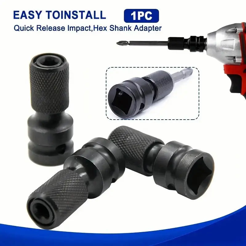 2 PCS 1/2" Square Drive to 1/4" Hex Socket Adapter/Converter/Chuck Adapter